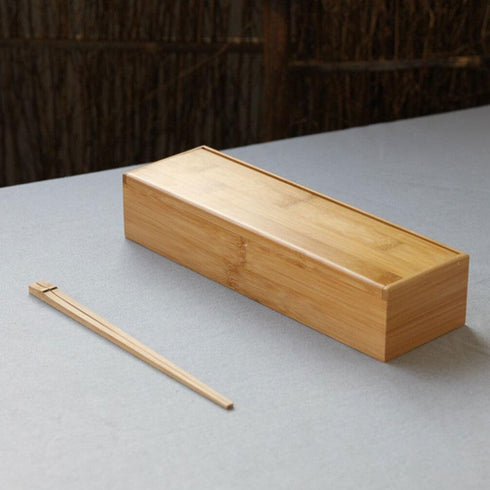 Flatware Wood Tray with Lid Kitchen Cutlery Utensil Drawer Organizer Bamboo Chopsticks Box Case Silverware Countertop Storage Container for Tableware by DEARMAMY