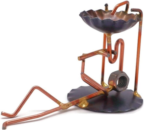 Handmade Metal Figurine Plumber, Unique Desk Accessories and Office Decor, Recycled Metal Sculptures Made in The USA