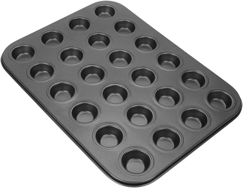 Muffin Pans, 24 Cups Nonstick Steel Cupcake Pan, Black Bakeware for Mini Muffin Tins and Baking