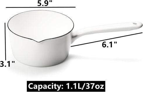 Peohud 37 Oz Enamel Milk Pan, Mini Butter Warmer Pan, Nonstick Saucepan with Pour Spout, Milk Melting Boiling Pot for Stove Top by Peohud