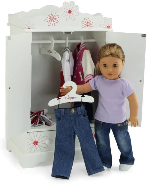Emily Rose Value 5 Pack Painted White Wooden Doll Clothing Hangers - 18" for 16-inch - 18-inch Doll Clothes