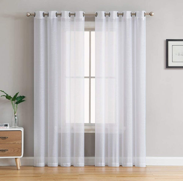 HLC.ME White Sheer Curtains, 72 inches Long, 2 Panels for Bedroom and Living Room