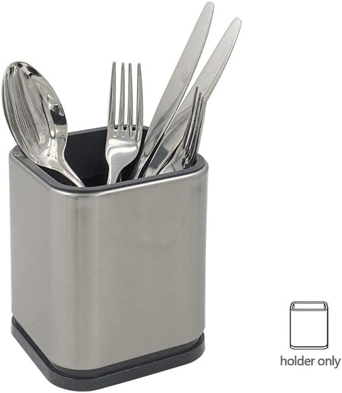 Stainless Steel Flatware Holder, Small Utensil Crock, 4.6 Inch Tall
