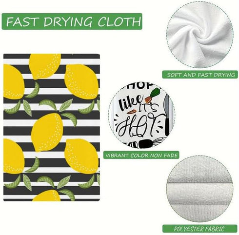 2 Pcs Kitchen Towels - Lemons Kitchen Dish Towels for Home Cleaning, Cooking, and Baking, 16 x 24 Inch