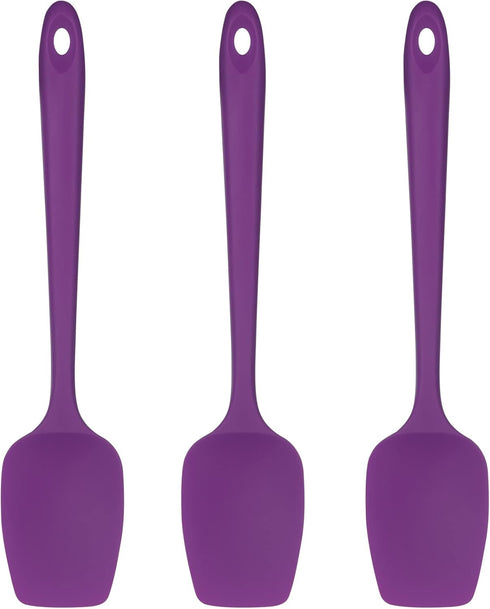 U-Taste 3-Piece Silicone Spoon Spatula Set, High Heat Resistant Kitchen Utensils for Nonstick Cookware (Purple)