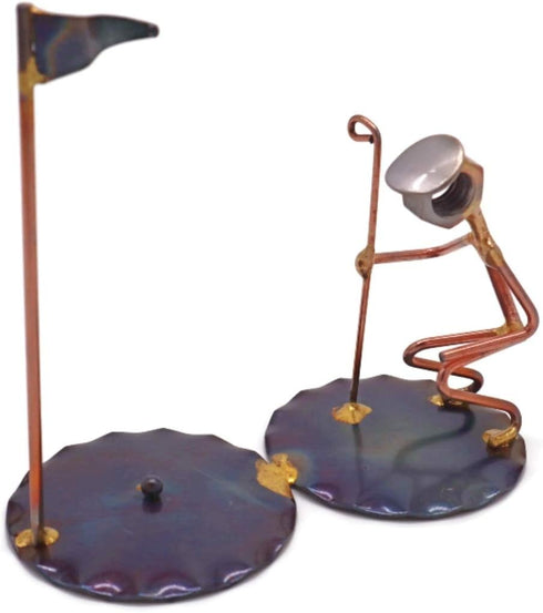 Golf Short Putt Man Collectible Handmade Metal Art Figurine, Desk Accessories, Trophy, Office D cor, Boss Gift