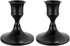 Set of 2 Vintage Black Taper Candle Holders - Metal Candlestick Holders for Dinner Table Centerpiece or Wedding Party
