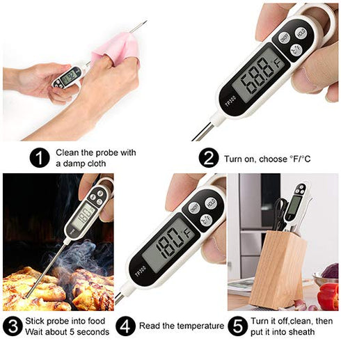 AikTryee Digital Instant Read Meat Thermometer - Kitchen Cooking Food Candy Thermometer for BBQ Grill Smoker
