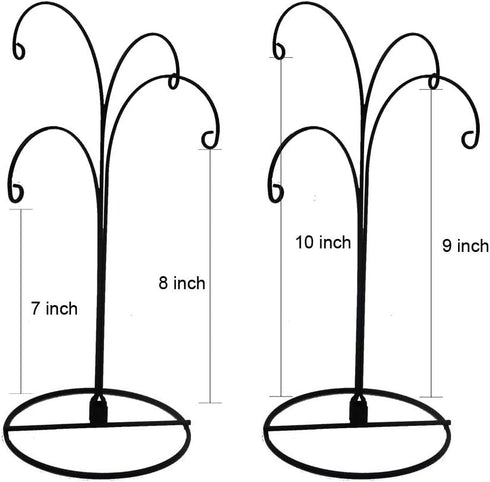 HOHIYA Christmas Ornament Display Stand Holder, 12inch Black Hanger Hook for Dog Cat Glass Ball Bauble, 2 Pcs