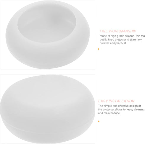 Kichvoe Teapot Lid Silicone Sleeve - 2pcs Replacement Knob Cover for Teapot Lid Protection, Anti-scald White Handle