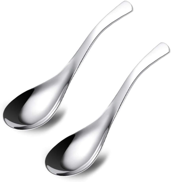 Stainless Steel Spoon Set - Soup, Coffee, Dessert Spoon, Light Weight, Small Size (2PCS)
