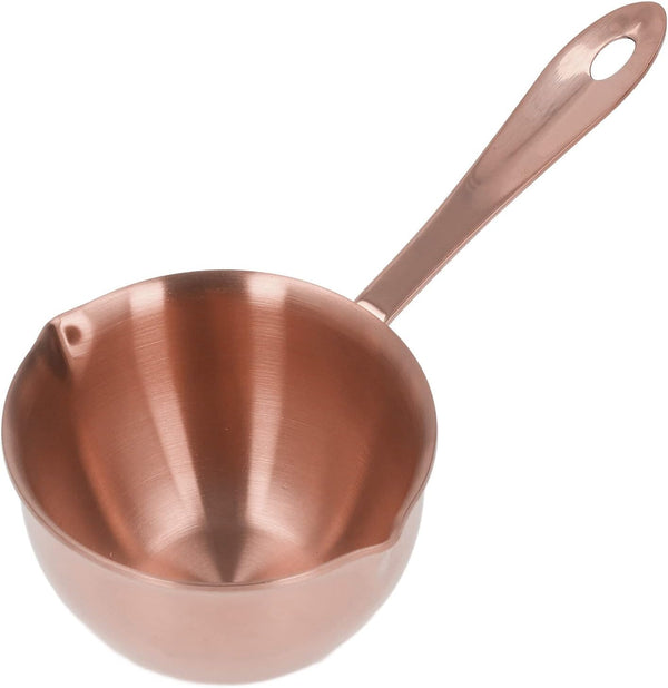 Stainless Steel Butter Warmer, 6.7oz / 200ml Mini Milk Pot with Pour Spouts for Boiling Milk and Sauces (Rose Gold)
