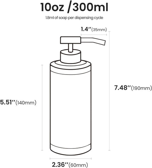 Stainless Steel Soap Dispenser for Bathroom, Matte Black Flat Design, 10oz Rust-Proof Liquid Hand Soap Dispenser