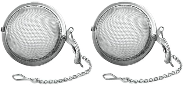3 Inch Stainless Steel Tea Ball Infuser, Silver, Loose Leaf Tea Steeper and Spice Infuser, 2 PCS