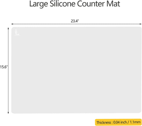 Thick Silicone Counter Mat, Large 23.4" by 15.6", Heat Resistant Mat for Kitchen Table and Countertop Protector