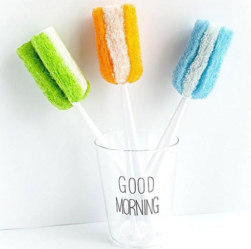 3PCS Soft Hanging Sponge Cleaning Brush, Long Handle Scrubber for Cup, Bottle, and Baby Bottles