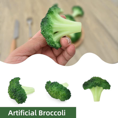 6 Fake Broccoli Slice Artificial Vegetables Simulation Plastic Lifelike for House Kitchen Party Pub Decoration Cabinet