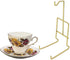 BANBERRY DESIGNS Gold Teacup and Saucer Stands - Set of 2 Brass Tea Cup Holders