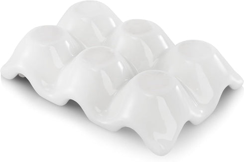 4 Pack 24 Countertop DEAYOU Cups Egg Tray Holders, Porcelain Egg Container for Fridge, Ceramic Eggs Keeper Storage