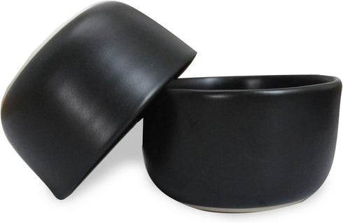 roro Handmade Ceramic Stoneware Matte Black Fruit Salad and Miso Soup Bowls, 16 ounce (4.5 Inch Wide), Set of 2
