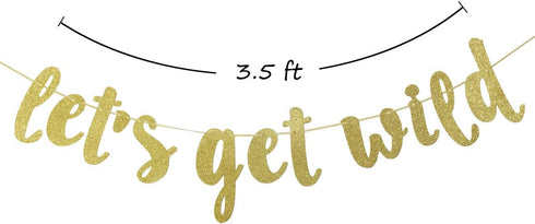 Qttier Jungle Theme Birthday Banner, Gold, 117" x 2" with 3"-6" Tall Letters for 1st Birthday Parties