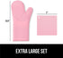 Gorilla Grip Heat and Slip Resistant 4 Piece Silicone Oven Mitt and Trivets Set, Waterproof, Cotton Lined, Pink