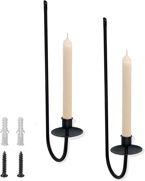 YUWENG Wall Candle Holder Set of 2, Modern Candle Sconces Wall Mount Metal