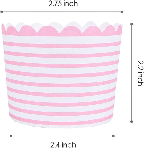 Webake Full Size Paper Baking Cups, 6oz Pink Cupcake Liners for Cupcake Bath Bomb, Set of 25 (Pink Stripe).