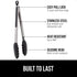 Gorilla Grip Stainless Steel Heat Resistant BBQ Kitchen Tongs Set of 3, Non Scratch Silicone Tip for Nonstick Cooking Pans, Strong Grip for Grabbing Food, Pull Lock, Includes 7, 9 and 12 Inch, Black by Gorilla Grip