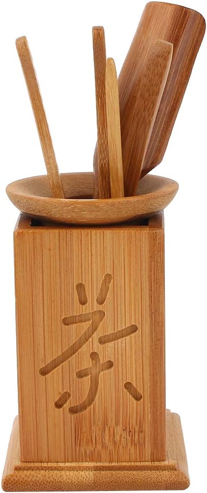 Bamboo Gongfu Set of 6, Chinese Ceremony Accessories with Bucket, Spoon, Scoop, Clip, Tea Gift Set