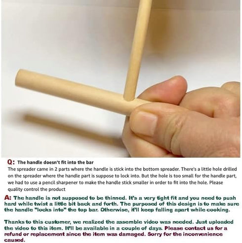Pre-assembled HipGirl Wooden Crepe Spreader, Pancake Crepe Tools, Spatula Sticks for Dosa and Tortilla Making
