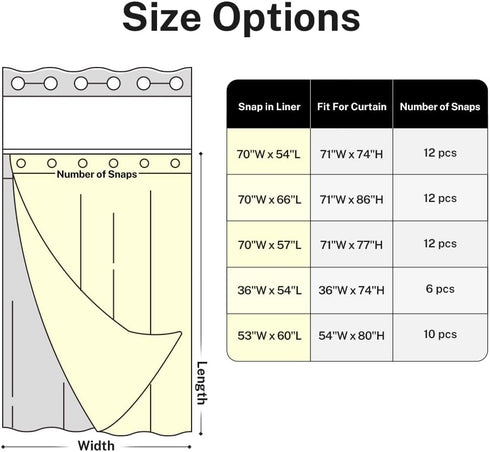 River Dream Fabric Shower Curtain Liner Replacement, 70W x 57H inches with Magnets, Fits 71(W) x 77(H) Curtain