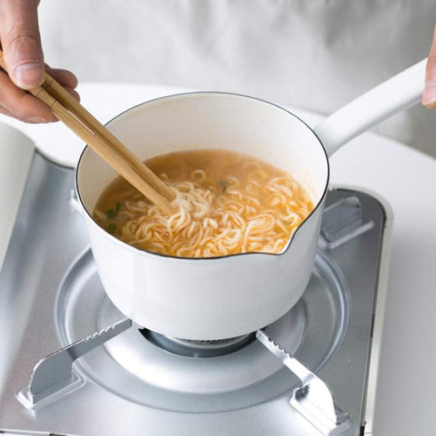 1.2L Nonstick Saucepan, Milk Pan with Pour Spouts, Butter Warmer for Home Kitchen, White