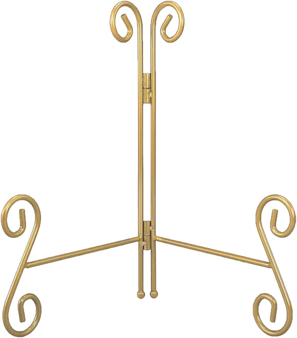 Gold Plate Stand, 6 Inch Decorative Holder for Displaying Platters, Heavy-Duty Metal Easel for Picture, Photo Frame