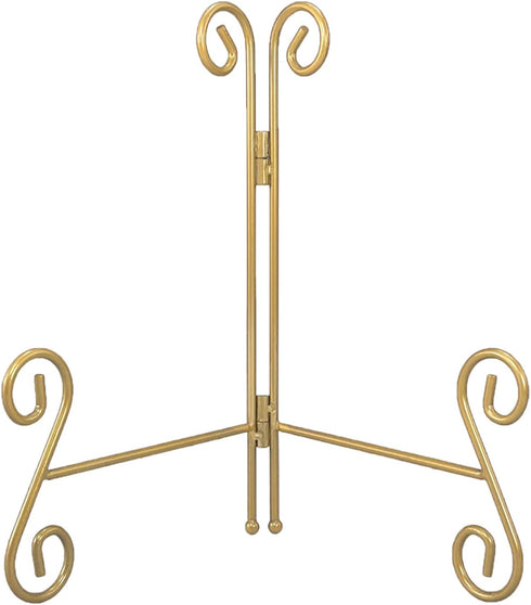 Gold Plate Stand, 8 Inch Heavy-Duty Metal Holder for Displaying Plates, Photos, Books, and Round Objects (1-Pack)