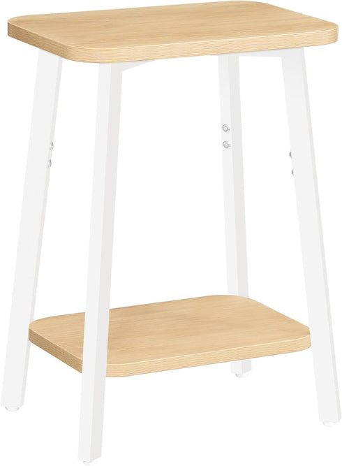 MAHANCRIS Side Table, Small Rectangular End Table with Storage Shelf, 2-Tier Bedside