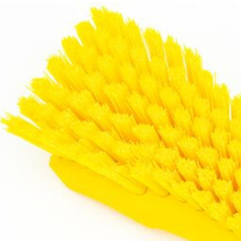 6 Inches, SPARTA Plastic Cutting Board Scrub Brush with Hanging Hole for Washing Cutting Boards, Yellow