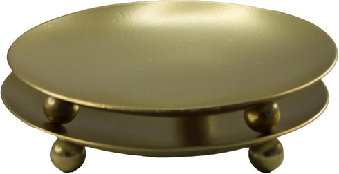 2Pcs Decorative Iron Plate Candle Holder Set - 4.33 Inch Elegant Gold Pedestal Stands for Home, Wedding, Birthday