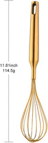 Whisk,11.81 inch Gold 18/8(304) Stainless steel Egg Frother/Blender,Utensils for Blending, Whisking, Beating, Stirring