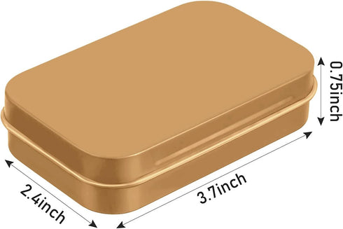 6 Pcs Metal Hinged Tin Box Container Mini Portable Small Storage Container Kit with Lid for Home Storage 3.7 x 2.3 x 0.8 Inch, Gold by Hulless