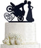 Motorcycle Funny Wedding Cake Topper - Mr & Mrs, Bride Groom with Motorbike (Black Acrylic)