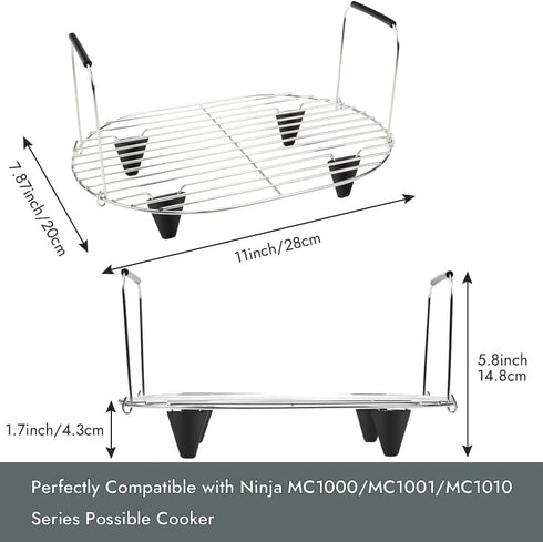 BYKITCHEN Roast and Steamer Rack, Compatible with Ninja Foodi Possible Cooker Pro 8.5 Quart Accessories