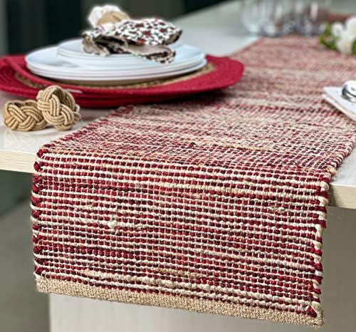 Chardin home Natural Jute Table Runner 13x90 Inch Vintage Boho Rustic Table