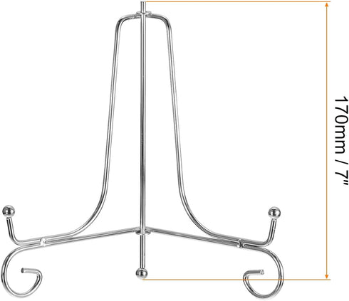 uxcell Plate Stand for Display, 7 Inch 2Pcs Iron Decorative Plate Holder Metal Easel Folding Display Stand for Photo Picture Frame, Silver