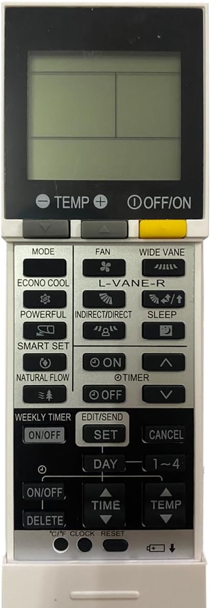 Replacement Remote Control for Mitsubishi Electric AC Air Conditioner MSZ-EF09NAS-U1 MSZ-EF15NAS-U1 MSZ-EF12NAW-U1 MSZ-EF18NAW-U1 MSZ-EF12NAB-U1 MSZ-EF18NAB-U1 MSZ-EF12NAS-U1 MSZ-EF18NAS-U1