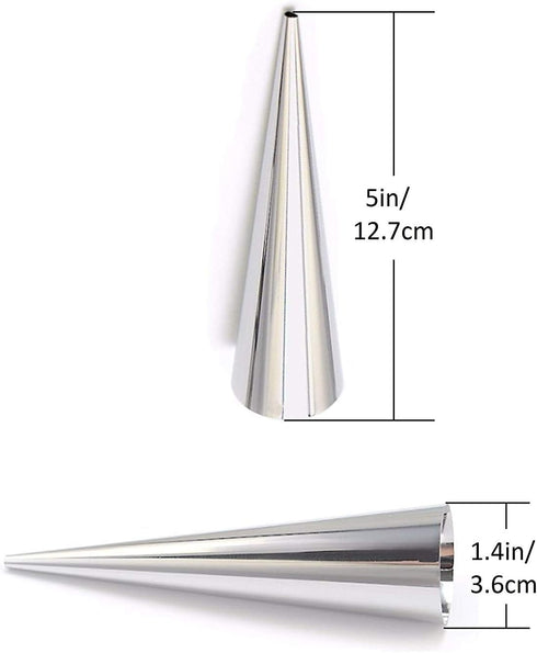 10 Pieces Pastry Cream Horn Molds, Stainless Steel Cannoli Tubes, 5 Inch Large Size Croissant Mold