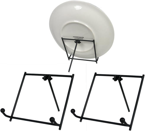 Black Metal Easels Tabletop Display Plate Stands, 4"H, Set of 3 Pieces