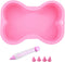 Dog Birthday Cake Mold, Silicone Bone Shape Cake Pan with Decorating Pen (Pink, 10")