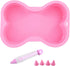 Dog Birthday Cake Mold, Silicone Bone Shape Cake Pan with Decorating Pen (Pink, 10")