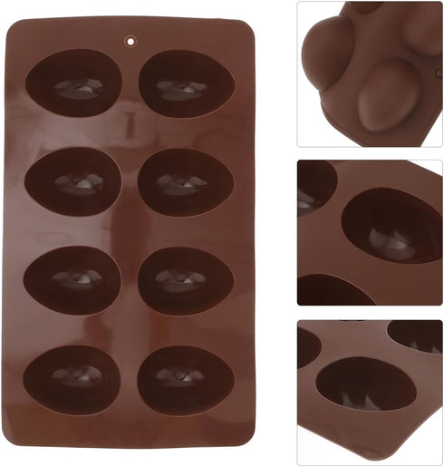Silicone Baking Cake Mold, Amosfun, 8-Cavity Easter Egg Shaped Molds for DIY Cooking, Coffee Color, 10.62 x 6.29 x 0.78